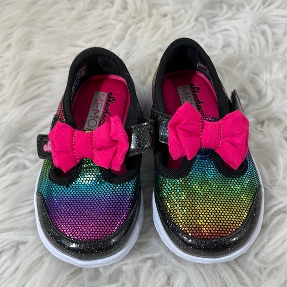 SKECHERS Bitty Bow Memory Foam Child Go Walk Joy-Bitty Glam Colorful Sneaker 5 - Picture 2 of 12